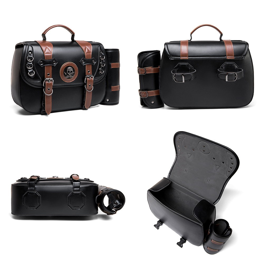 NEW Skull Cafe Racer Touring Riding RTS Motorcycle Accessories Side Saddle Bag Saddlebags Box Panniers
