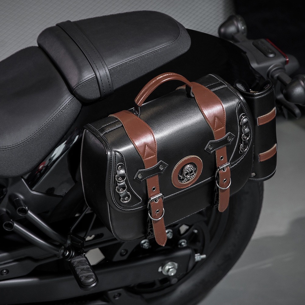 NEW Skull Cafe Racer Touring Riding RTS Motorcycle Accessories Side Saddle Bag Saddlebags Box Panniers